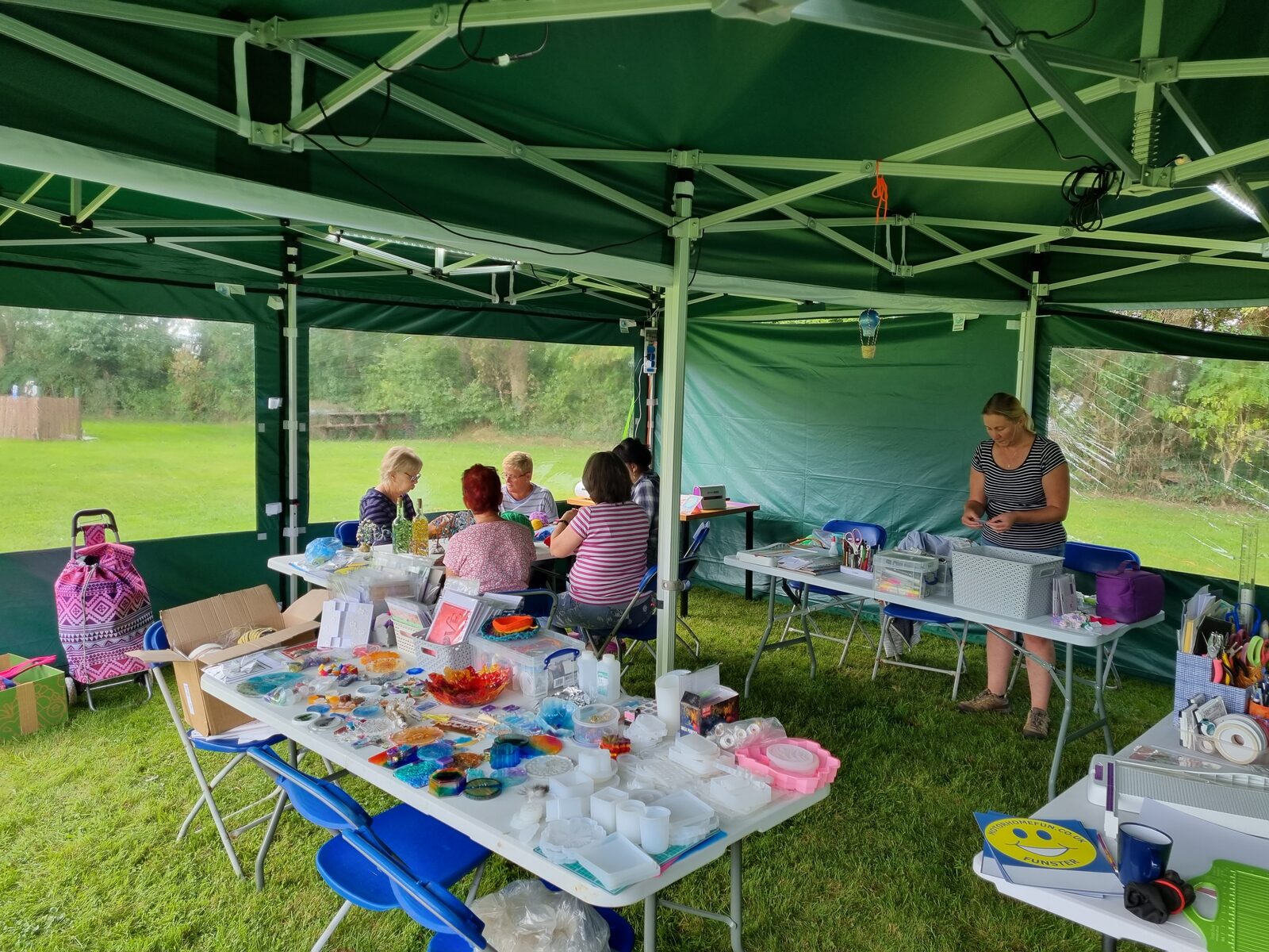 Craft session under the communal gazebo