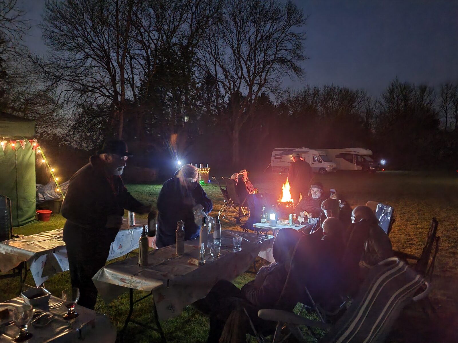 Evening around the fire pit at a rally
