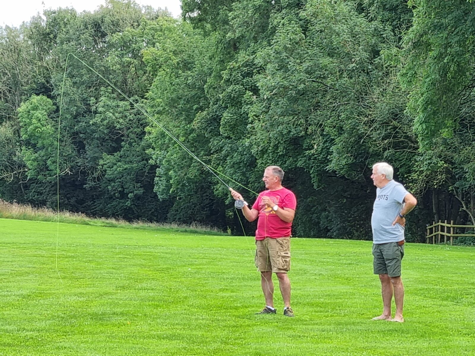 Fly-casting practice on the rally field